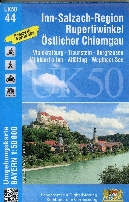 UK50-44 Inn-Salzach-Region, Rupertiwinkel, Östlicher Chiemgau - Wanderkarte 1:50.000 Bayern