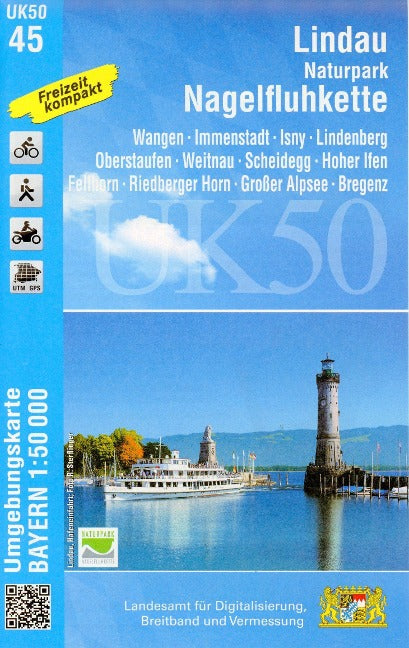 UK50-45 Lindau - Naturpark Nagelfluhkette - Wanderkarte 1:50.000 Bayern