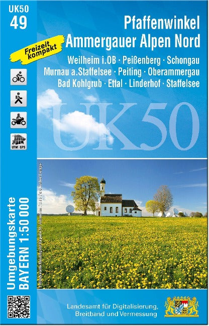 UK50-49 Pfaffenwinkel - Ammergauer Alpen, nördl. Teil - Wanderkarte 1:50.000 Bayern