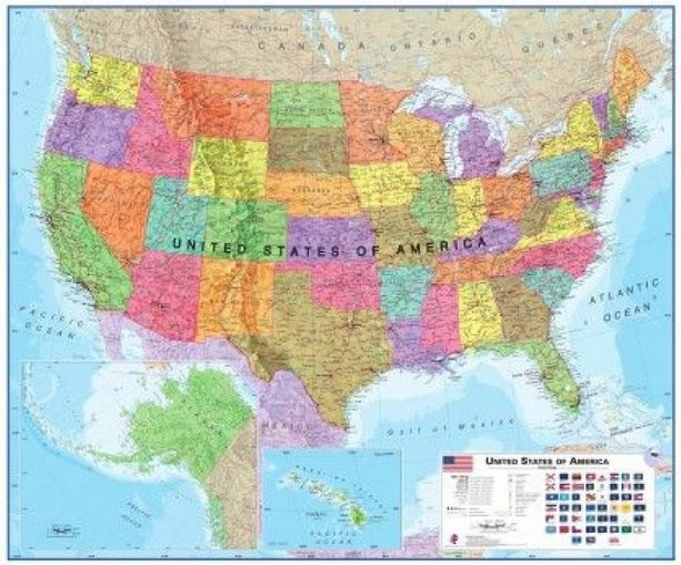 Ü155 United States politisch Poster 120x100 cm - Maps International