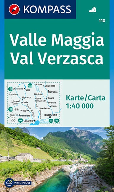 110 Valle Maggia, Val Verzasca 1:40.000 - Kompass Wanderkarte