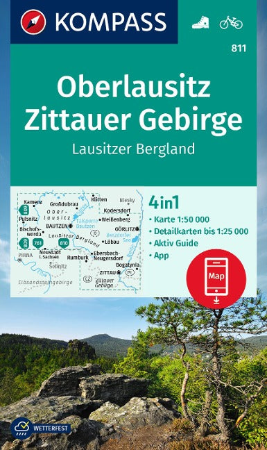 811 Oberlausitz-Zittauer Gebirge-Lausitzer Bergland - Kompass Wanderkarte